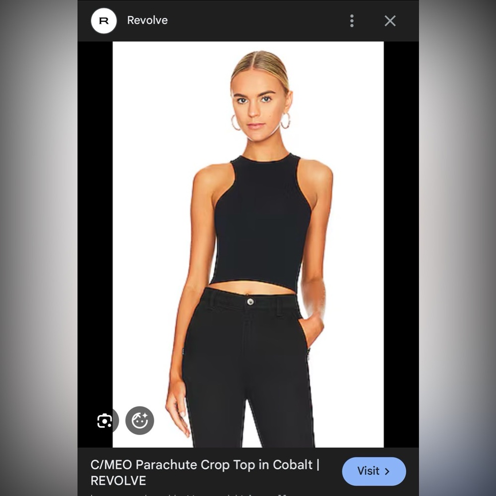 C/MEO Collective Black Sleeveless Crop Top Parachute Top - Picture 2 of 4